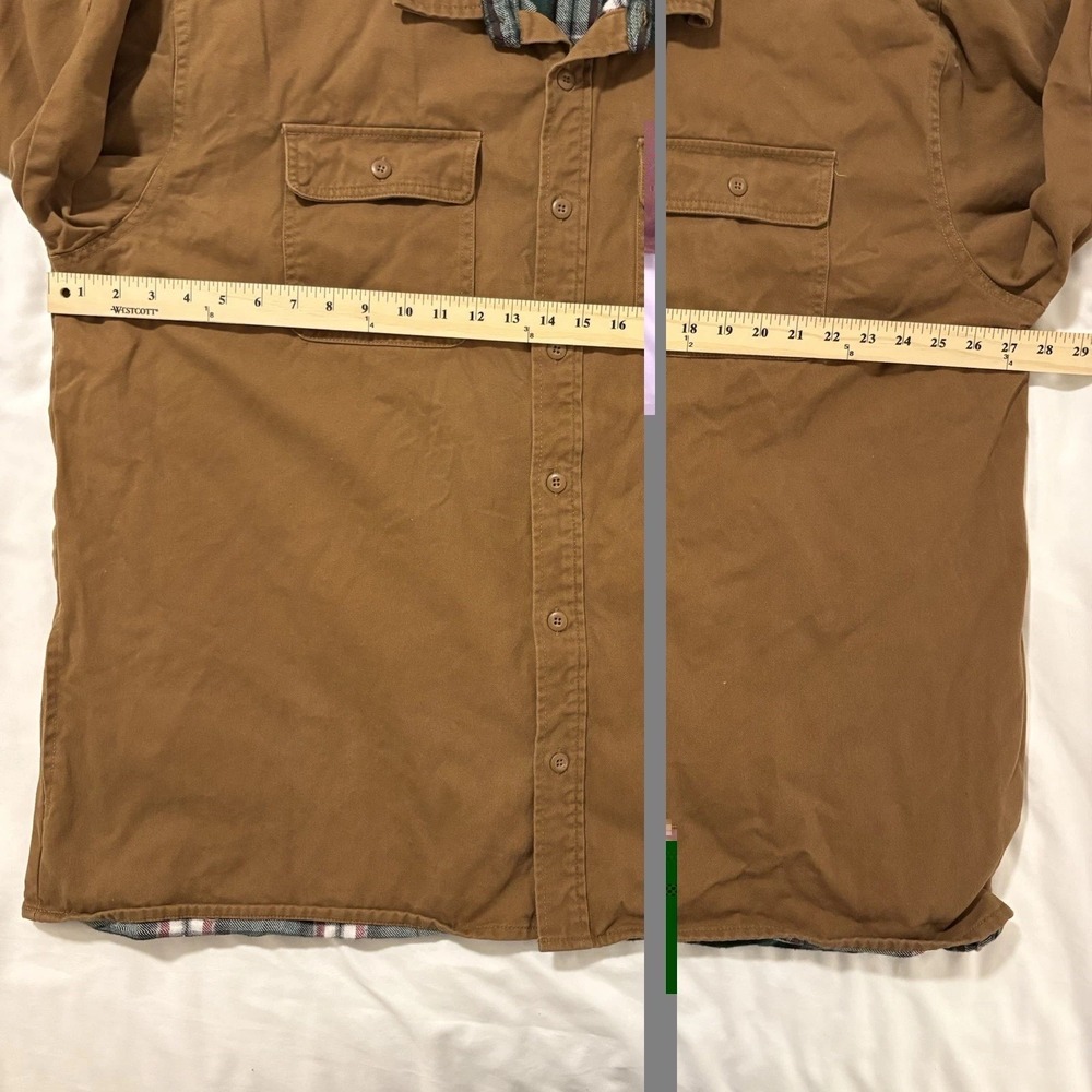 Rustic Ridge Shirt Jacket Mens 2XL Brown Flannel Lined Chamois Work Shacket Cttn - Picture 9 of 10